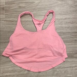 ALO Yoga Pink Scoop Neck Crop Tank Top
